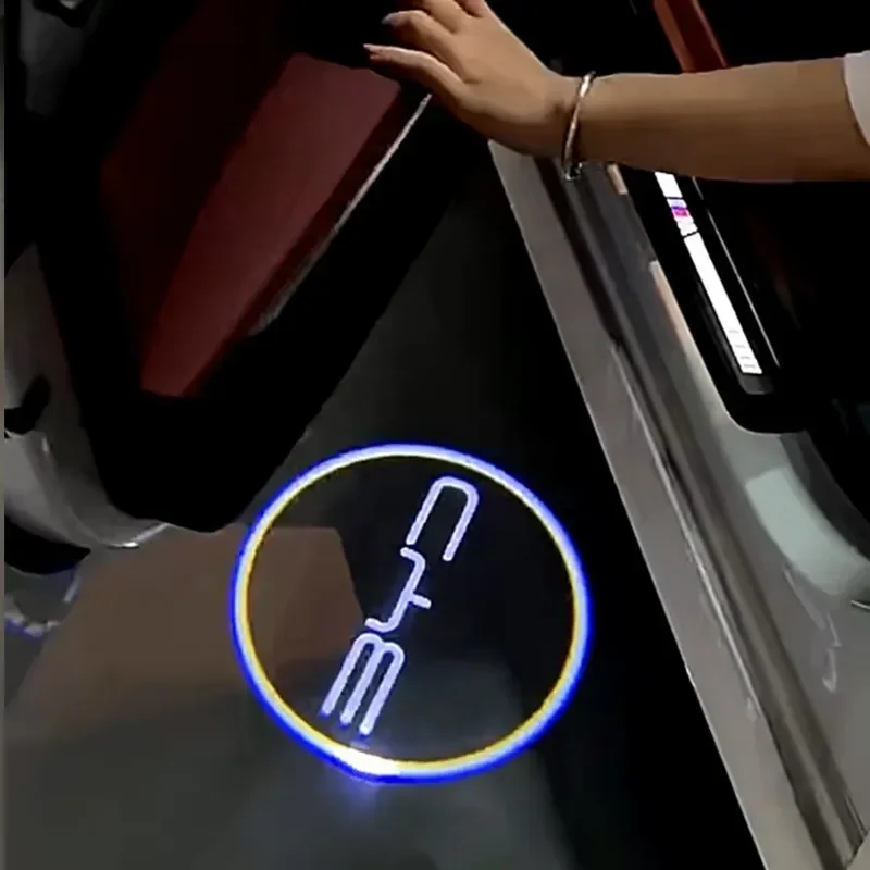 Industrial Laser Projection - 2 Stück kabellose LED-Autotür-Willkommens-Laserprojektor-Logo-Schatten-Nachtlichter für BYD,