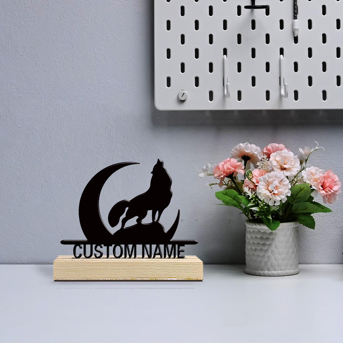 Desktop Laser Engraver - 1 Stück Anpassbare Metall-Tischdekoration mit Holzsockel,